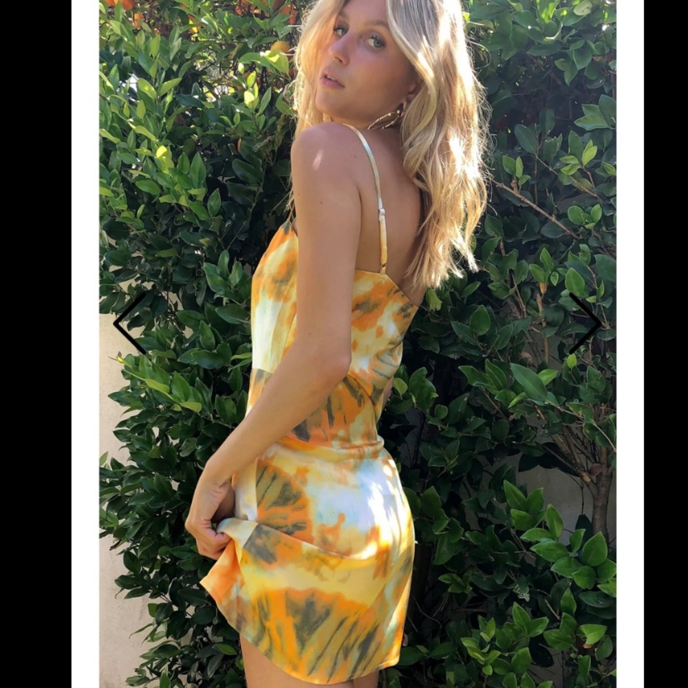 Tye-dye mini satin dress